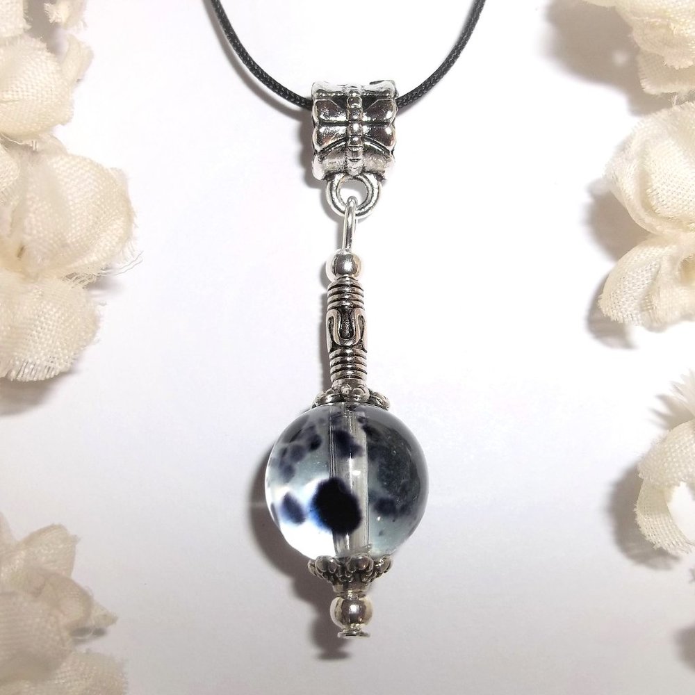 Necklace Pendant Clear Navy Blue Silver Necklace Pendant Jewelry Gift NWT A069